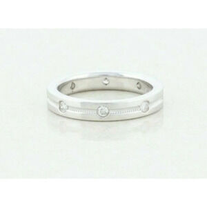 14k White Gold Diamond Band Ring Milgrain .25 carat size 6 3/4 Eternity Band